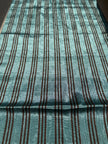Aqua Brown Stripe Silk Moiré Fabric – 50/50 Silk Cotton Blend | Ottoman-Inspired Textile