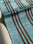 Aqua Brown Stripe Silk Moiré Fabric – 50/50 Silk Cotton Blend | Ottoman-Inspired Textile