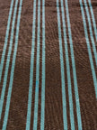Brown Aqua Stripe Silk Moiré Fabric – 50/50 Silk Cotton Blend | Ottoman-Inspired Textile