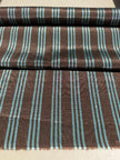 Brown Aqua Stripe Silk Moiré Fabric – 50/50 Silk Cotton Blend | Ottoman-Inspired Textile