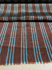 Brown Aqua Stripe Silk Moiré Fabric – 50/50 Silk Cotton Blend | Ottoman-Inspired Textile