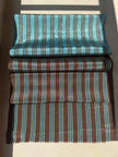 Brown Aqua Stripe Silk Moiré Fabric – 50/50 Silk Cotton Blend | Ottoman-Inspired Textile