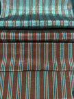 Brown Aqua Stripe Silk Moiré Fabric – 50/50 Silk Cotton Blend | Ottoman-Inspired Textile
