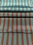 Brown Aqua Stripe Silk Moiré Fabric – 50/50 Silk Cotton Blend | Ottoman-Inspired Textile