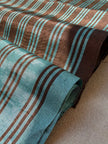 Brown Aqua Stripe Silk Moiré Fabric – 50/50 Silk Cotton Blend | Ottoman-Inspired Textile