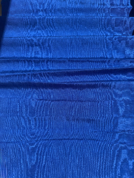 Deep Blue Silk Moiré Fabric – 50/50 Silk Cotton Blend | Ottoman-Inspired Textile