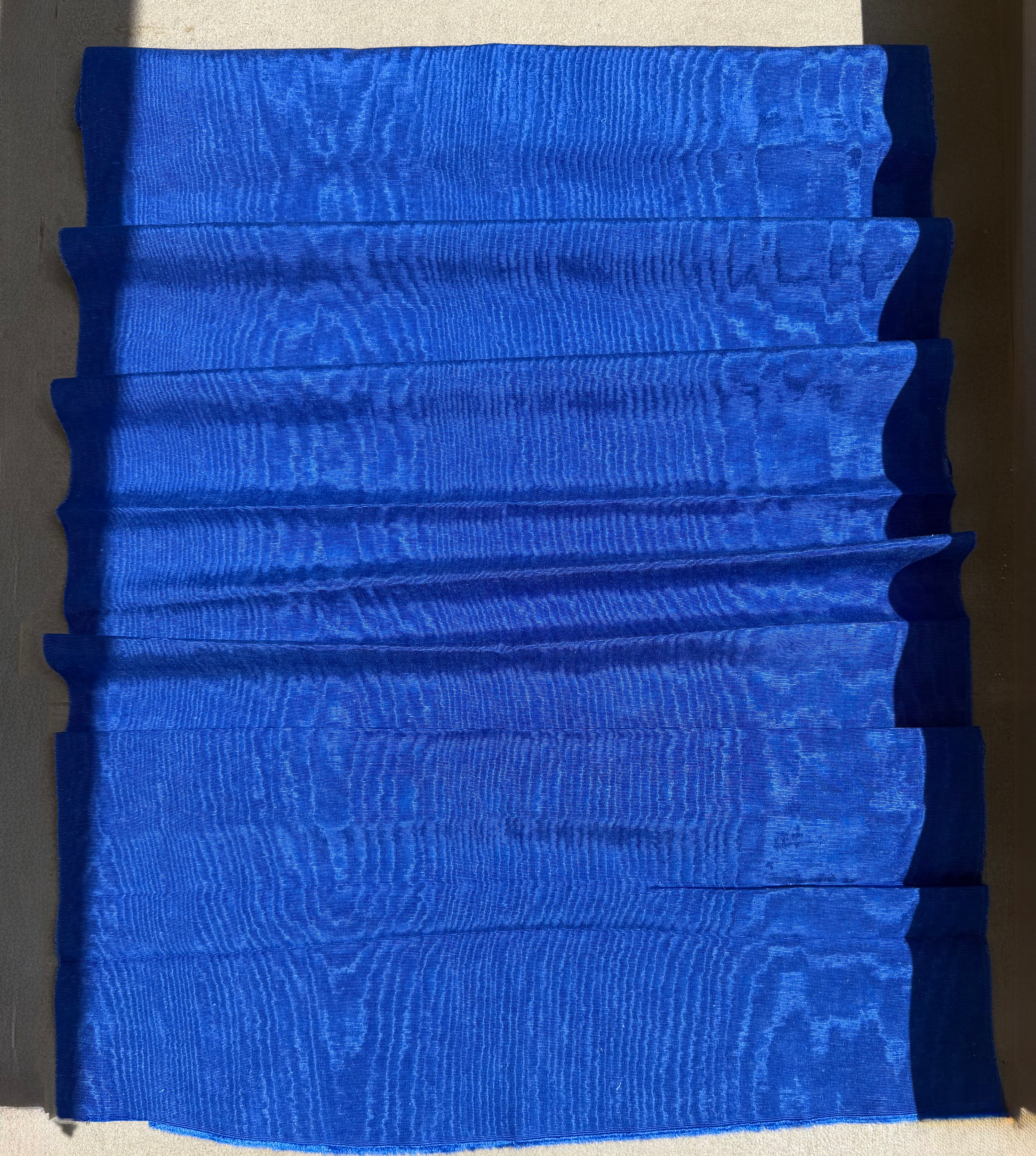 Deep Blue Silk Moiré Fabric – 50/50 Silk Cotton Blend | Ottoman-Inspired Textile