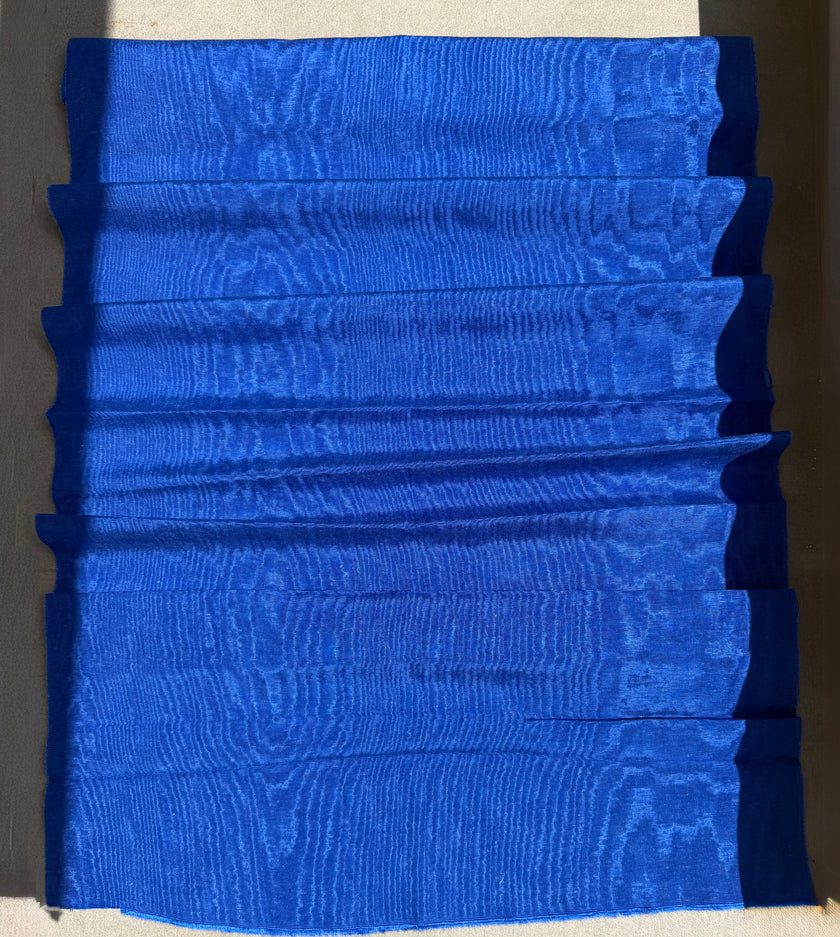 Deep Blue Silk Moiré Fabric – 50/50 Silk Cotton Blend | Ottoman-Inspired Textile