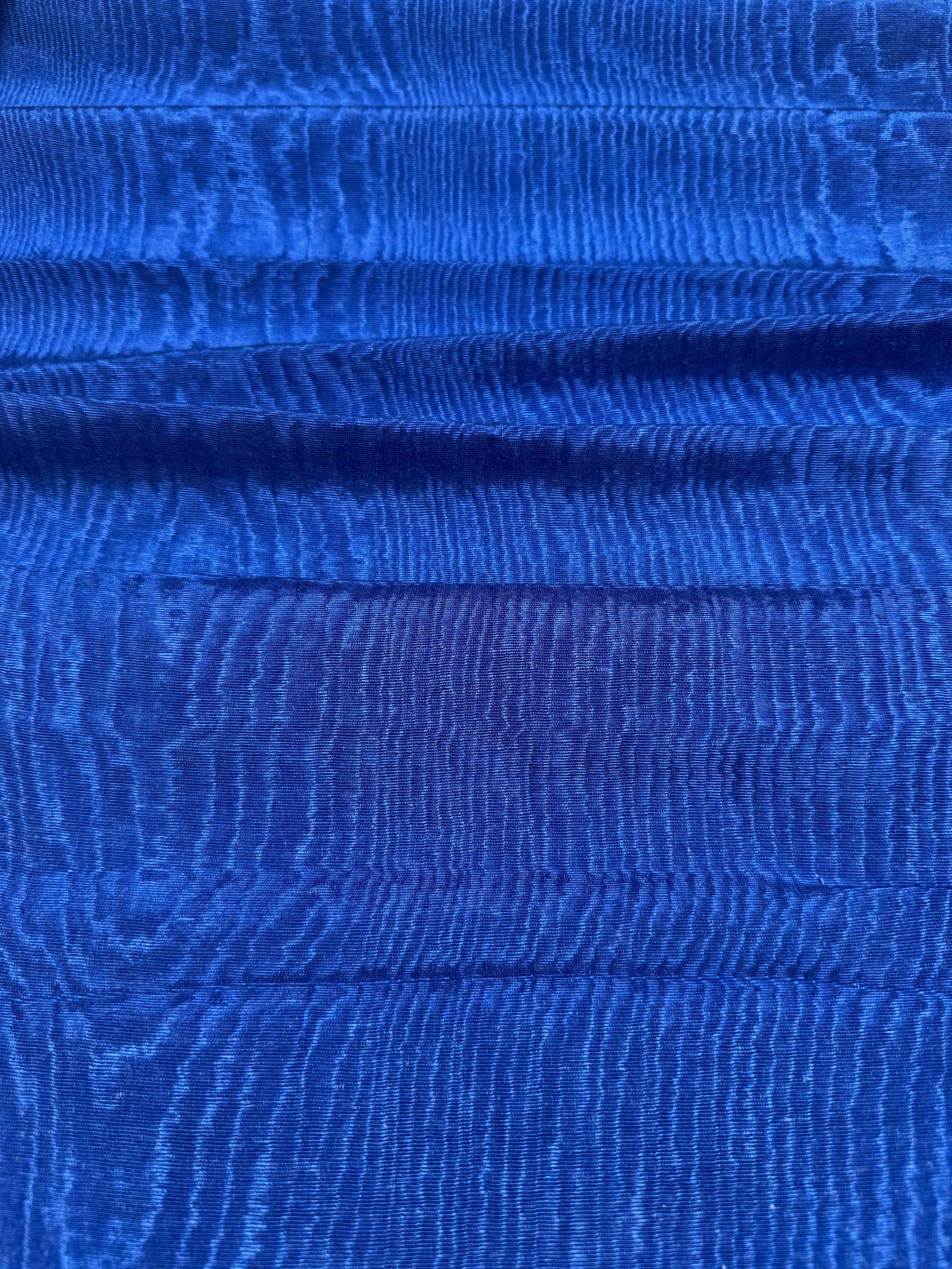 Deep Blue Silk Moiré Fabric – 50/50 Silk Cotton Blend | Ottoman-Inspired Textile