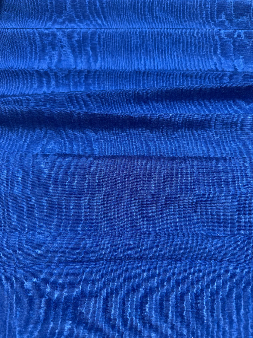Deep Blue Silk Moiré Fabric – 50/50 Silk Cotton Blend | Ottoman-Inspired Textile