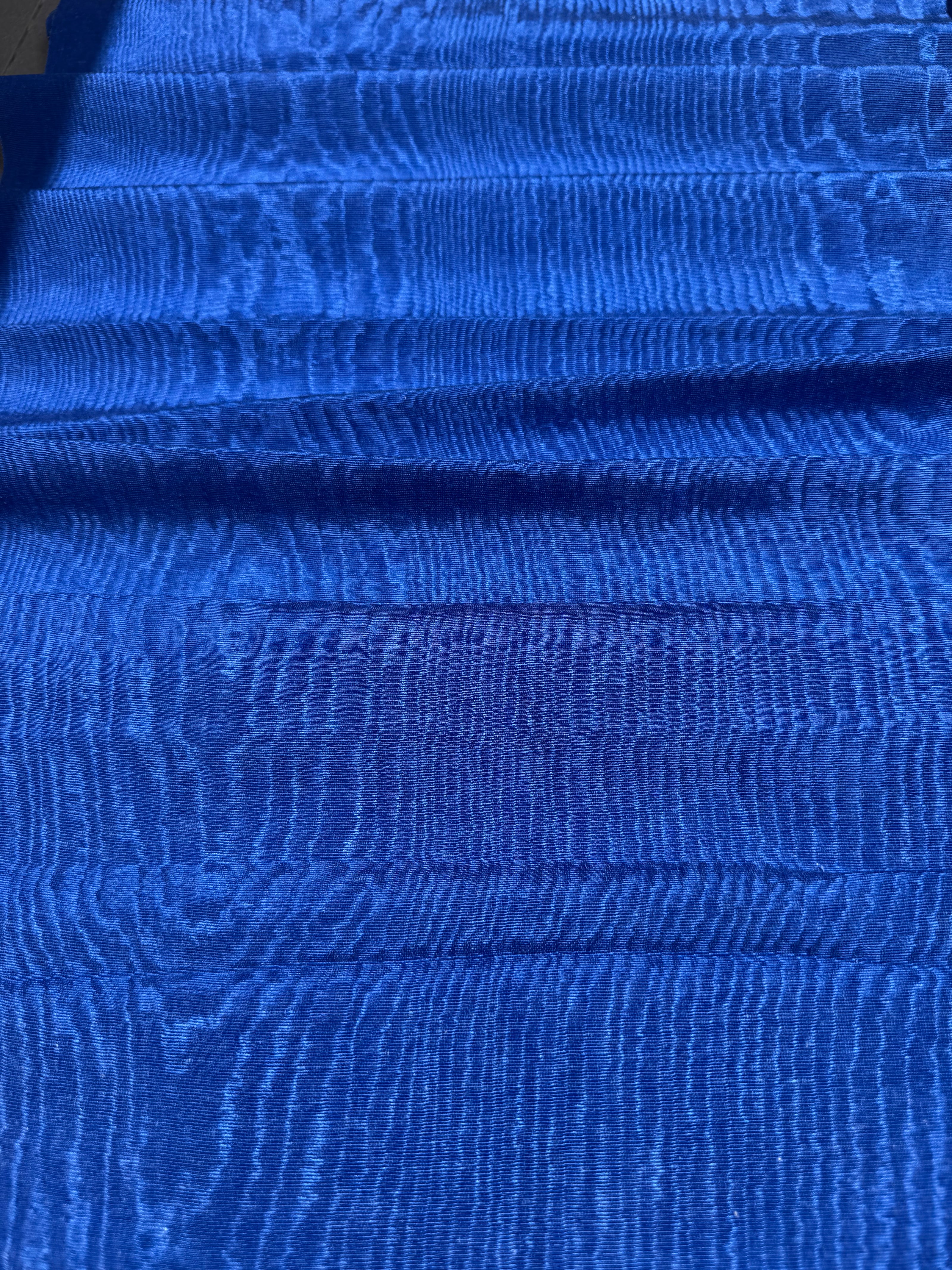 Deep Blue Silk Moiré Fabric – 50/50 Silk Cotton Blend | Ottoman-Inspired Textile