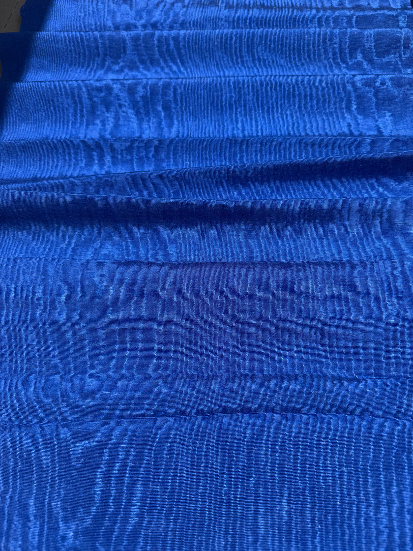 Deep Blue Silk Moiré Fabric – 50/50 Silk Cotton Blend | Ottoman-Inspired Textile