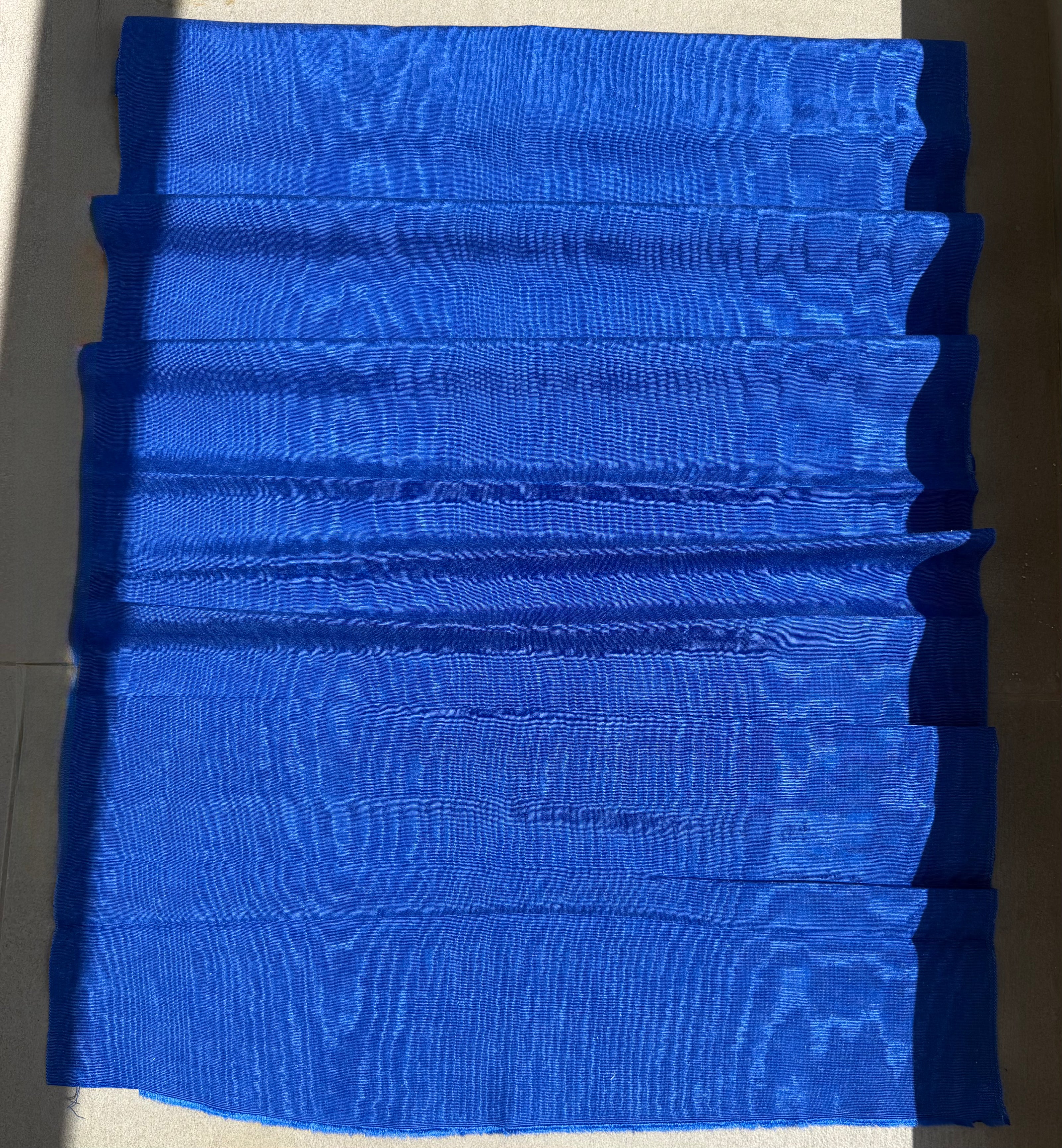 Deep Blue Silk Moiré Fabric – 50/50 Silk Cotton Blend | Ottoman-Inspired Textile