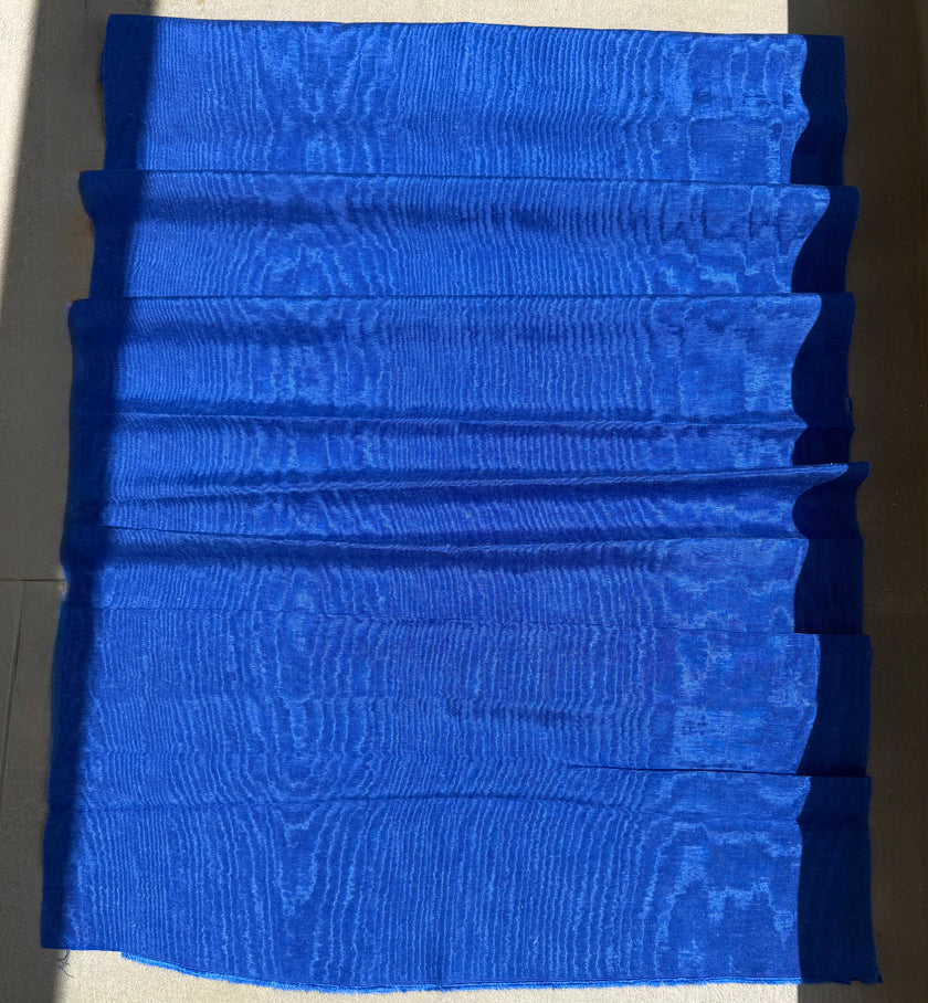 Deep Blue Silk Moiré Fabric – 50/50 Silk Cotton Blend | Ottoman-Inspired Textile