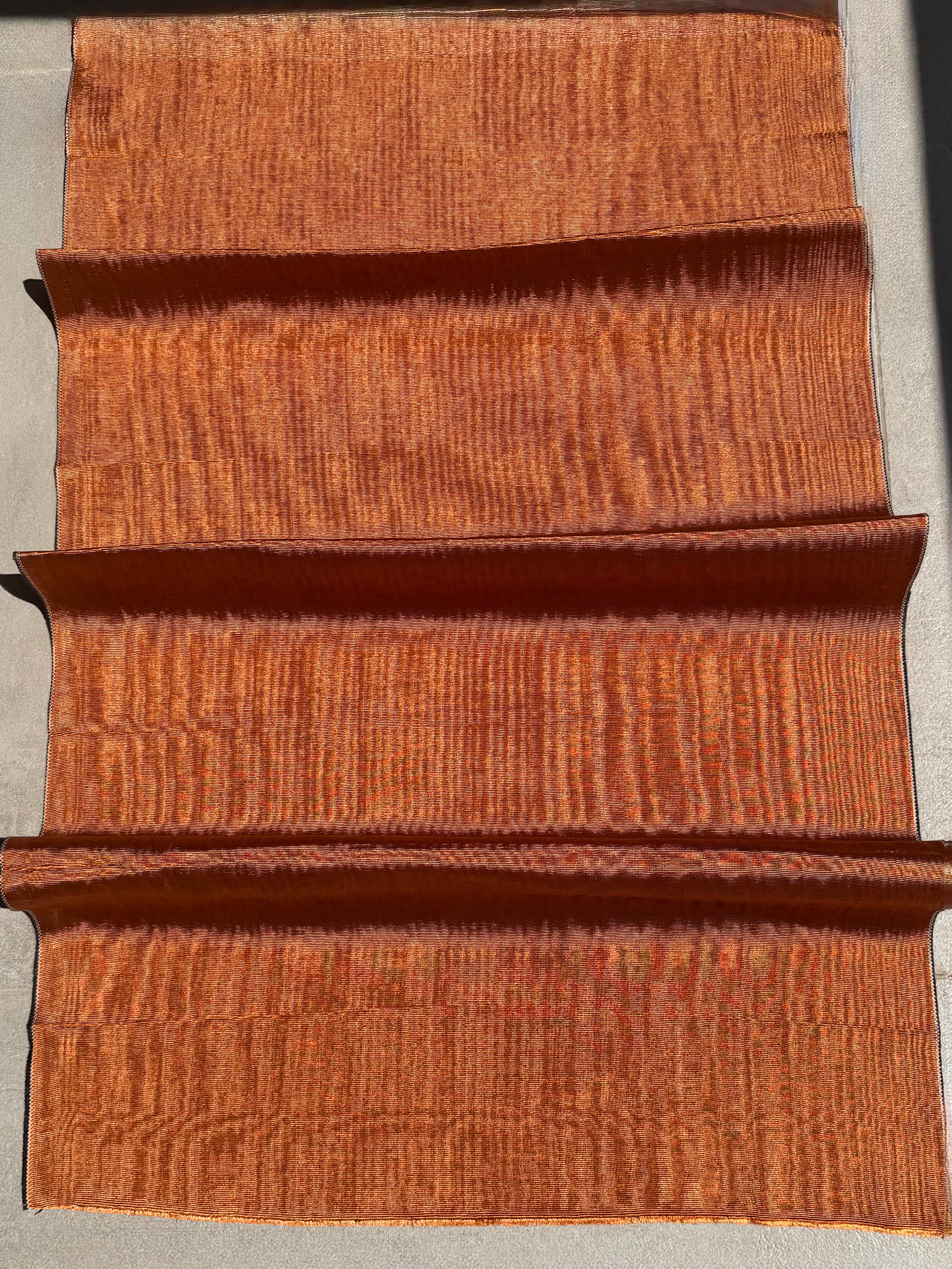 Burnt Orange Silk Moiré Fabric – 50/50 Silk Cotton Blend | Ottoman-Inspired Textile