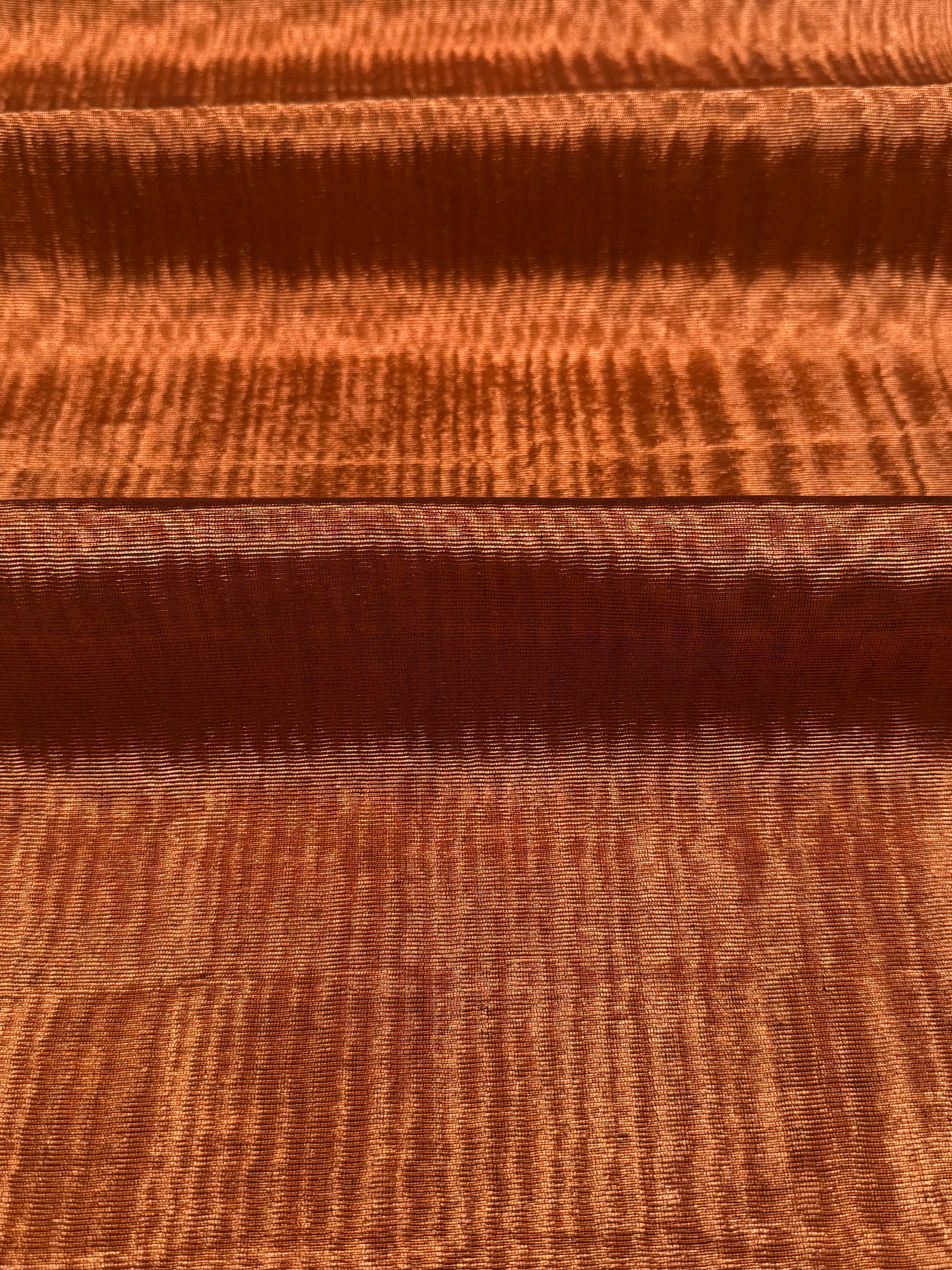 Burnt Orange Silk Moiré Fabric – 50/50 Silk Cotton Blend | Ottoman-Inspired Textile