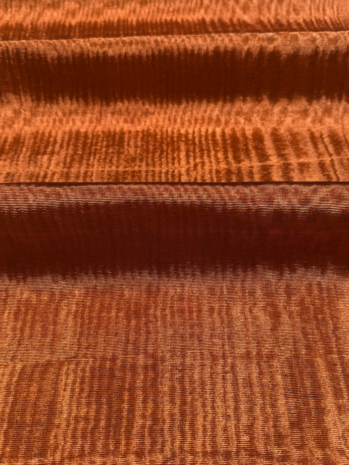 Burnt Orange Silk Moiré Fabric – 50/50 Silk Cotton Blend | Ottoman-Inspired Textile