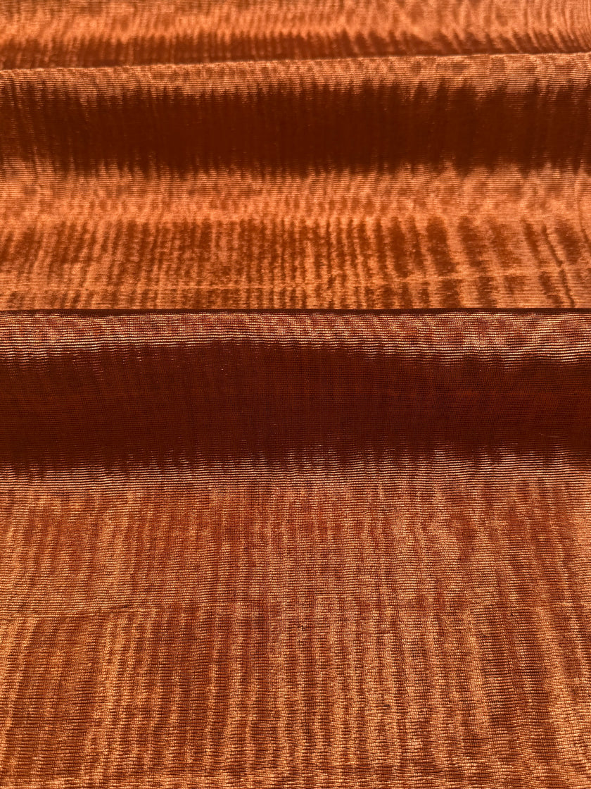 Burnt Orange Silk Moiré Fabric – 50/50 Silk Cotton Blend | Ottoman-Inspired Textile