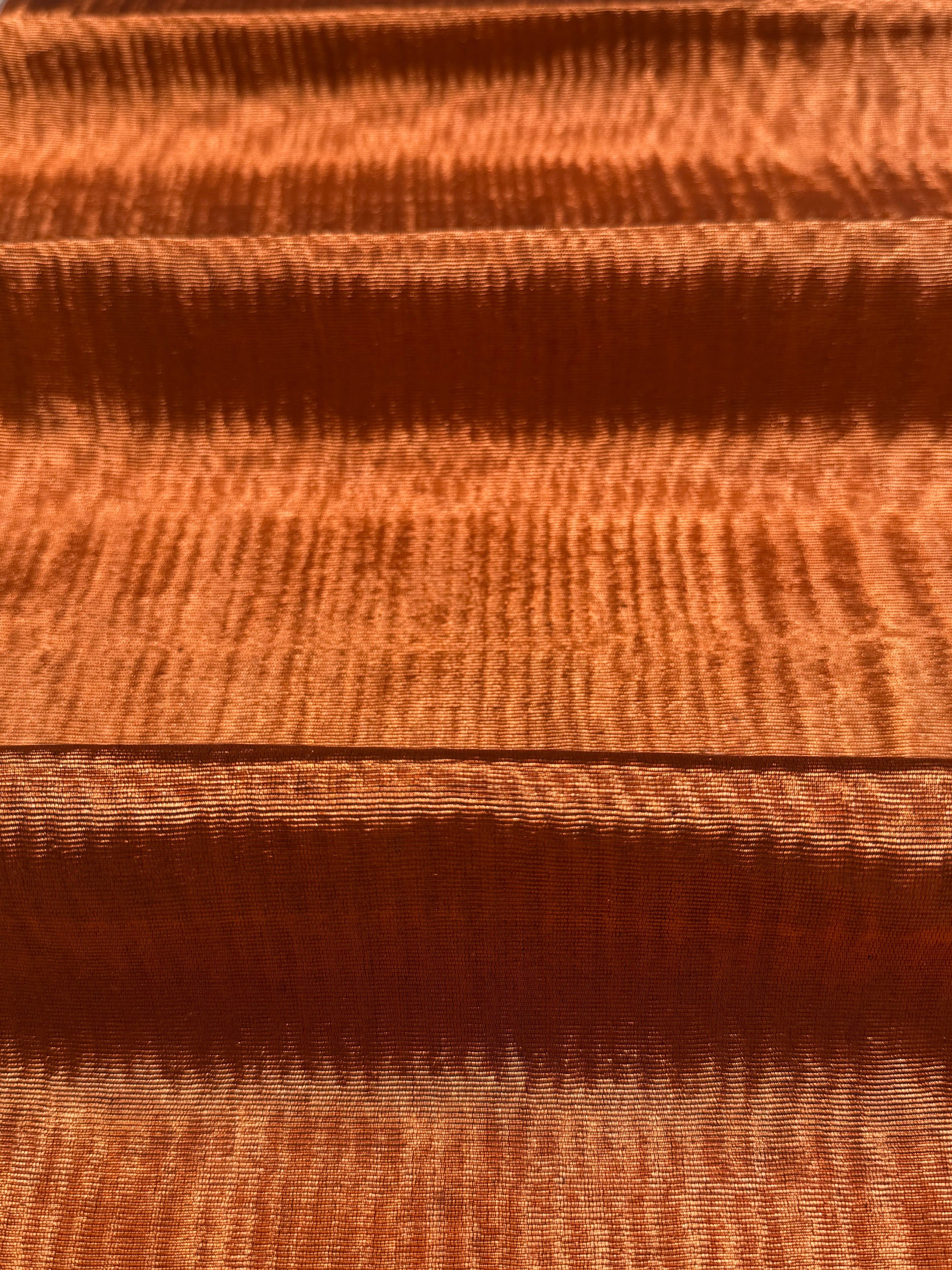 Burnt Orange Silk Moiré Fabric – 50/50 Silk Cotton Blend | Ottoman-Inspired Textile