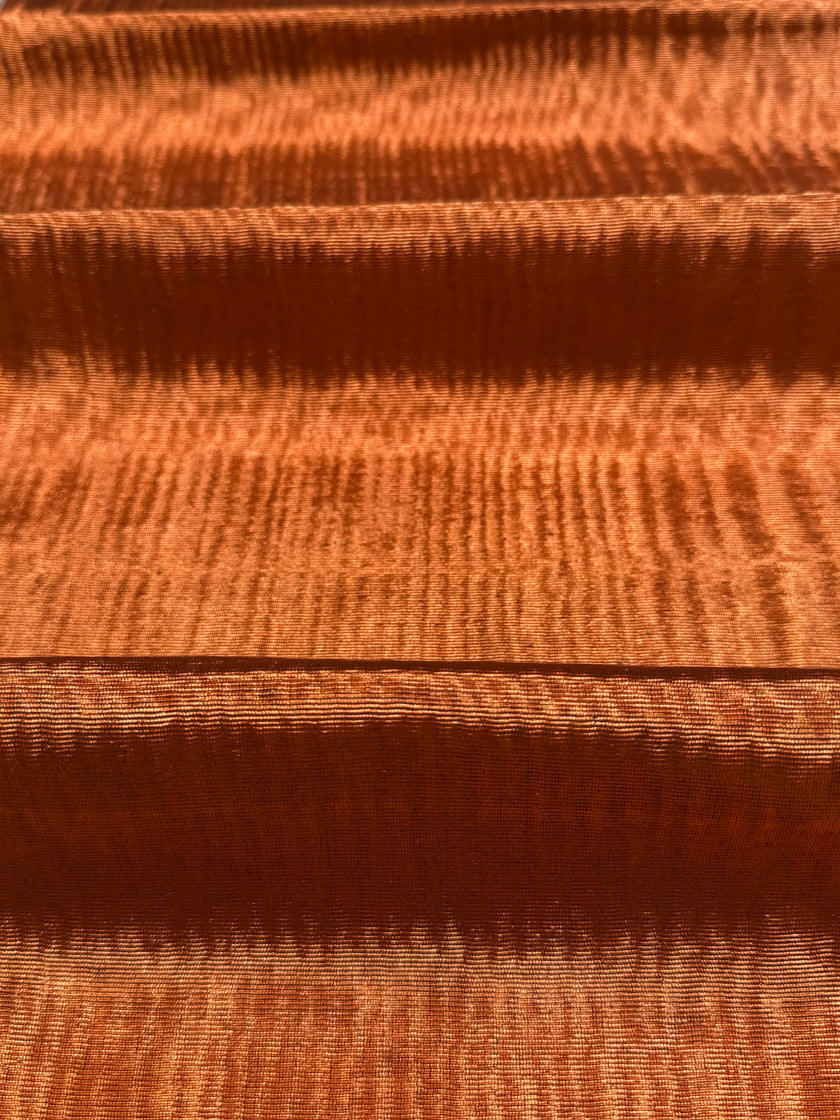 Burnt Orange Silk Moiré Fabric – 50/50 Silk Cotton Blend | Ottoman-Inspired Textile