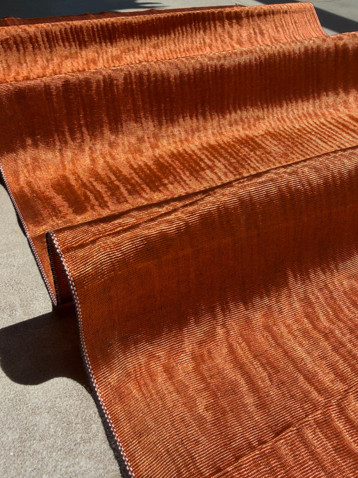 Burnt Orange Silk Moiré Fabric – 50/50 Silk Cotton Blend | Ottoman-Inspired Textile