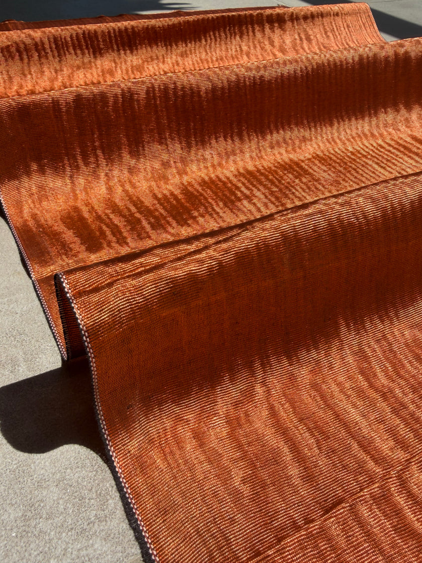 Burnt Orange Silk Moiré Fabric – 50/50 Silk Cotton Blend | Ottoman-Inspired Textile