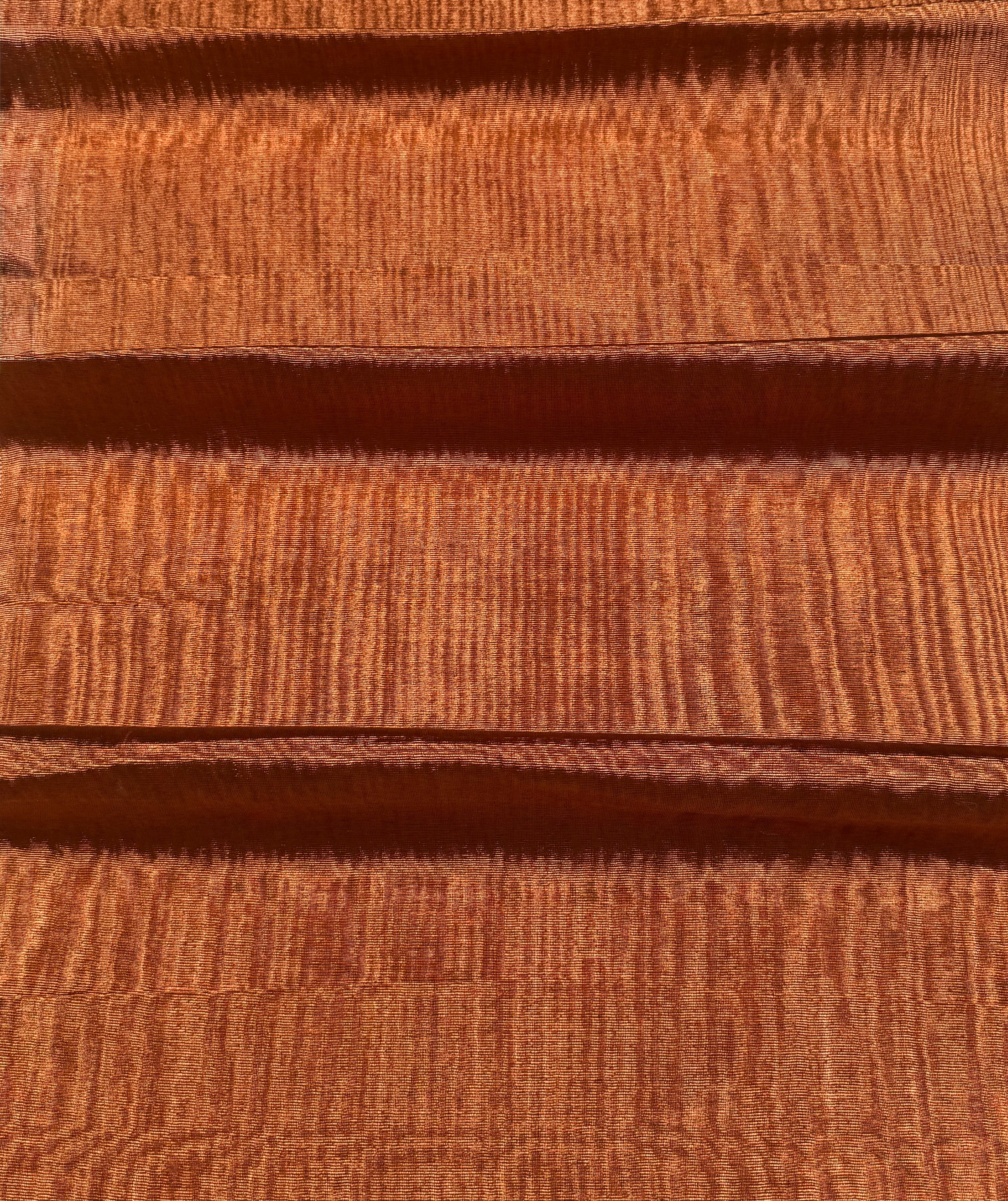 Burnt Orange Silk Moiré Fabric – 50/50 Silk Cotton Blend | Ottoman-Inspired Textile