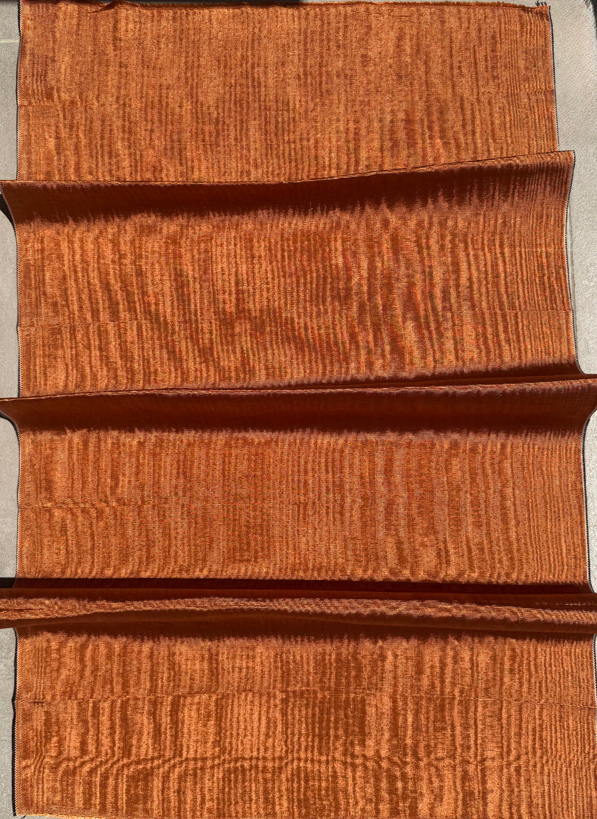 Burnt Orange Silk Moiré Fabric – 50/50 Silk Cotton Blend | Ottoman-Inspired Textile