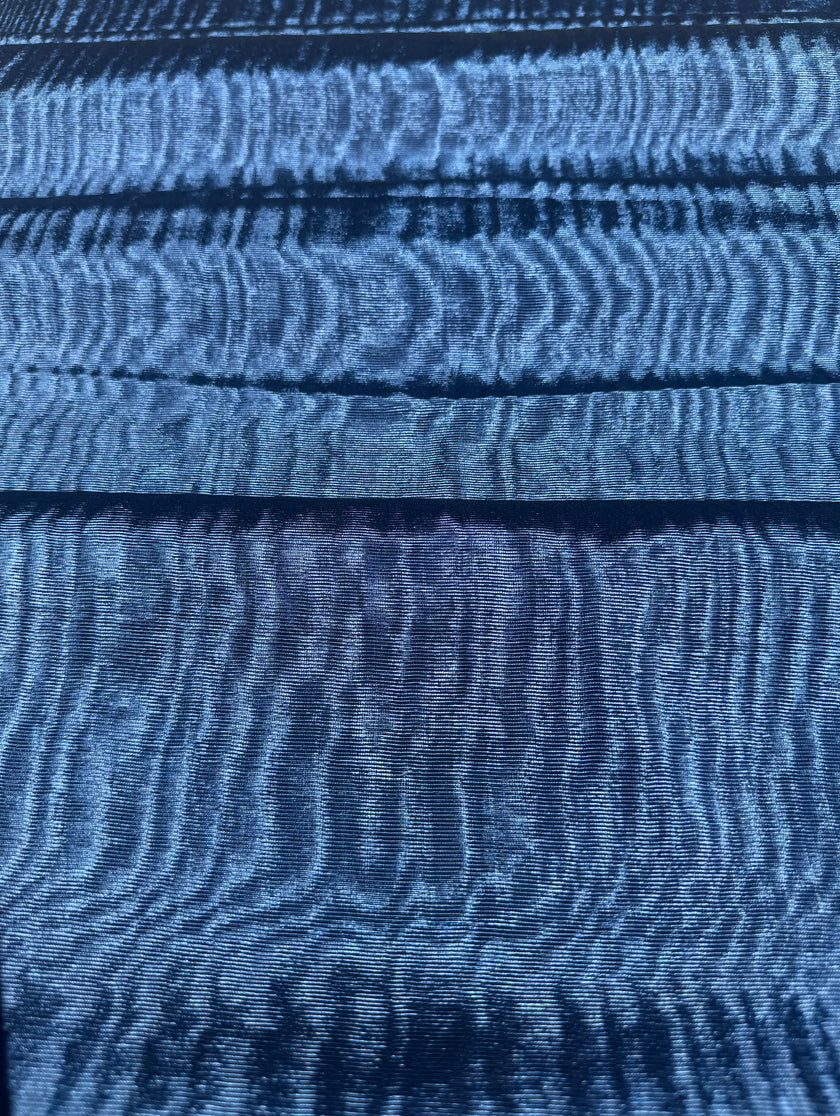 Royal Blue Silk Moiré Fabric – 50/50 Silk Cotton Blend | Ottoman-Inspired Textile