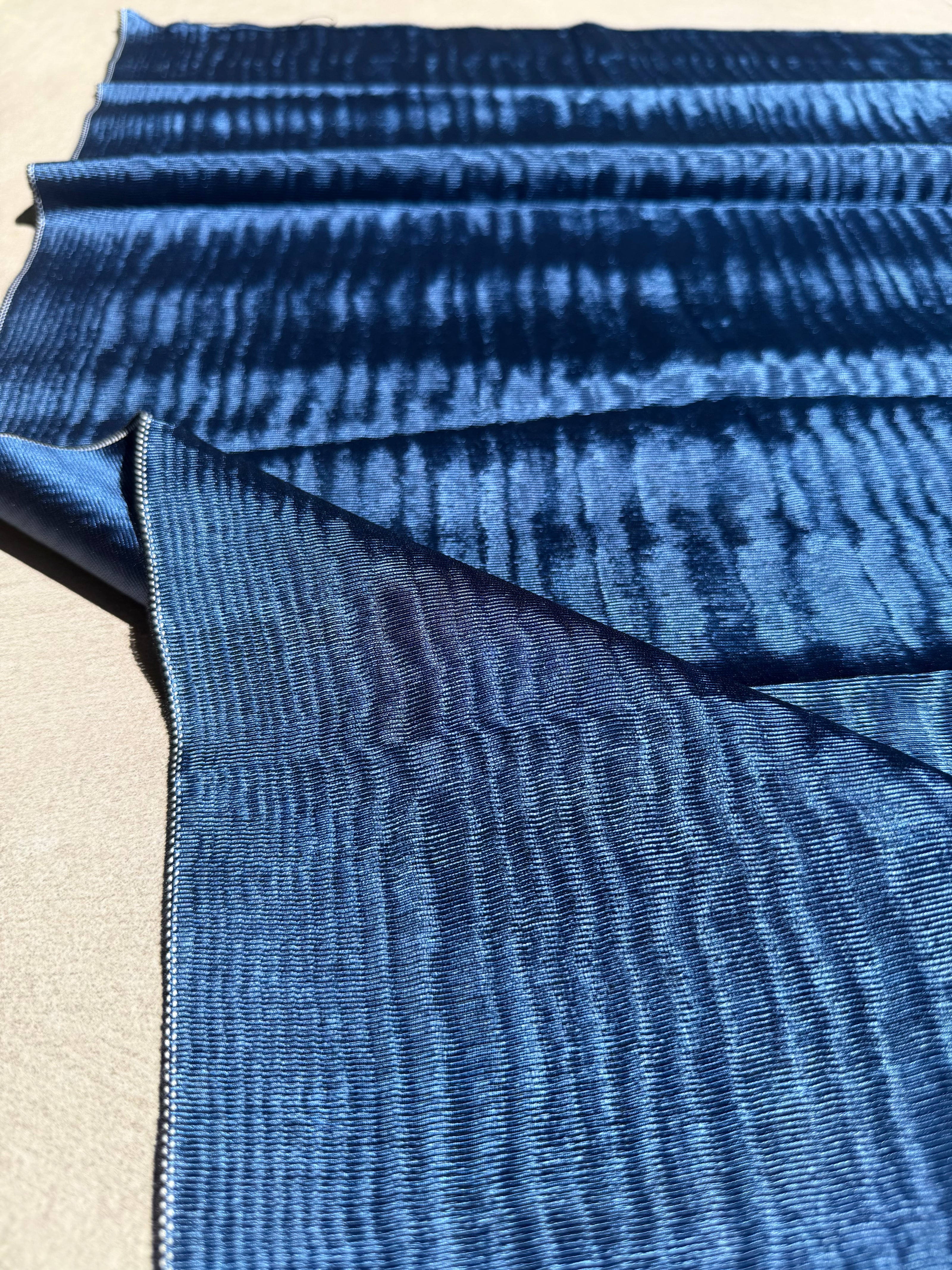 Royal Blue Silk Moiré Fabric – 50/50 Silk Cotton Blend | Ottoman-Inspired Textile