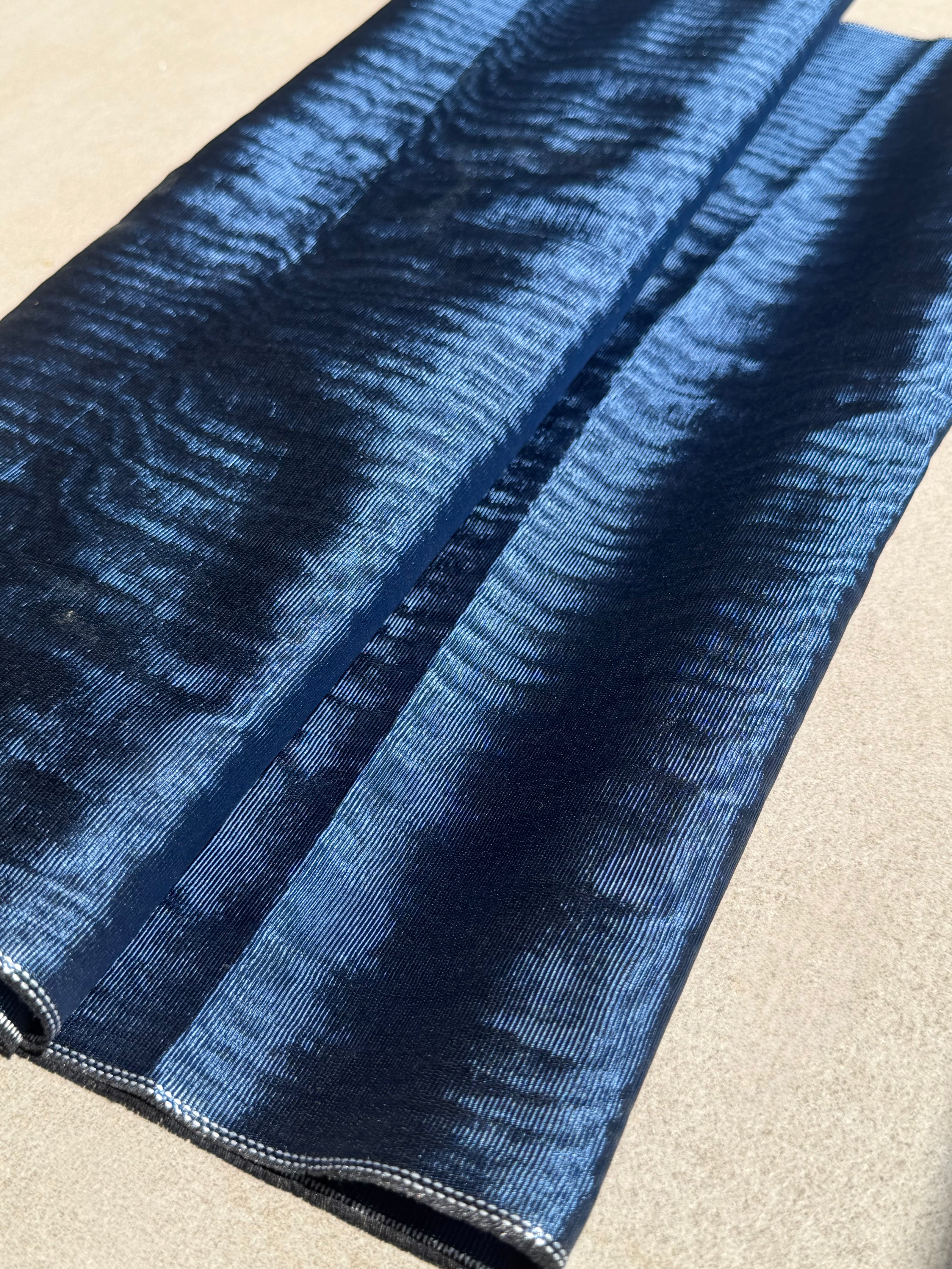 Royal Blue Silk Moiré Fabric – 50/50 Silk Cotton Blend | Ottoman-Inspired Textile