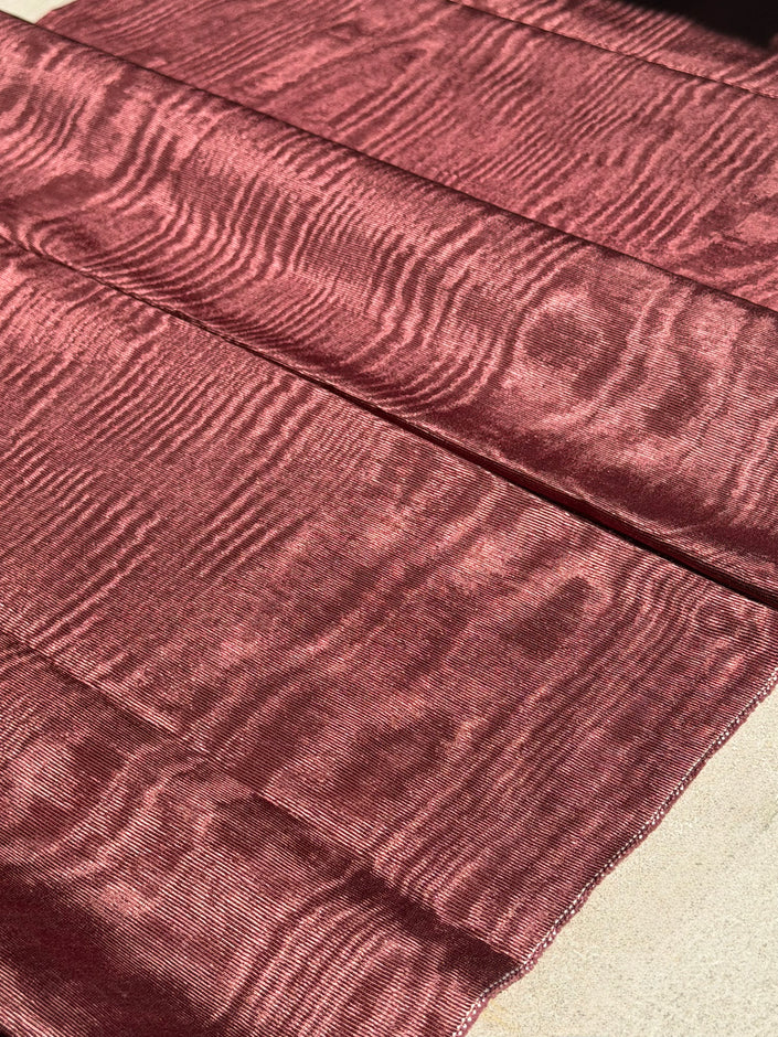 Terracotta Red Silk Moiré Fabric – 50/50 Silk Cotton Blend | Ottoman-Inspired Textile