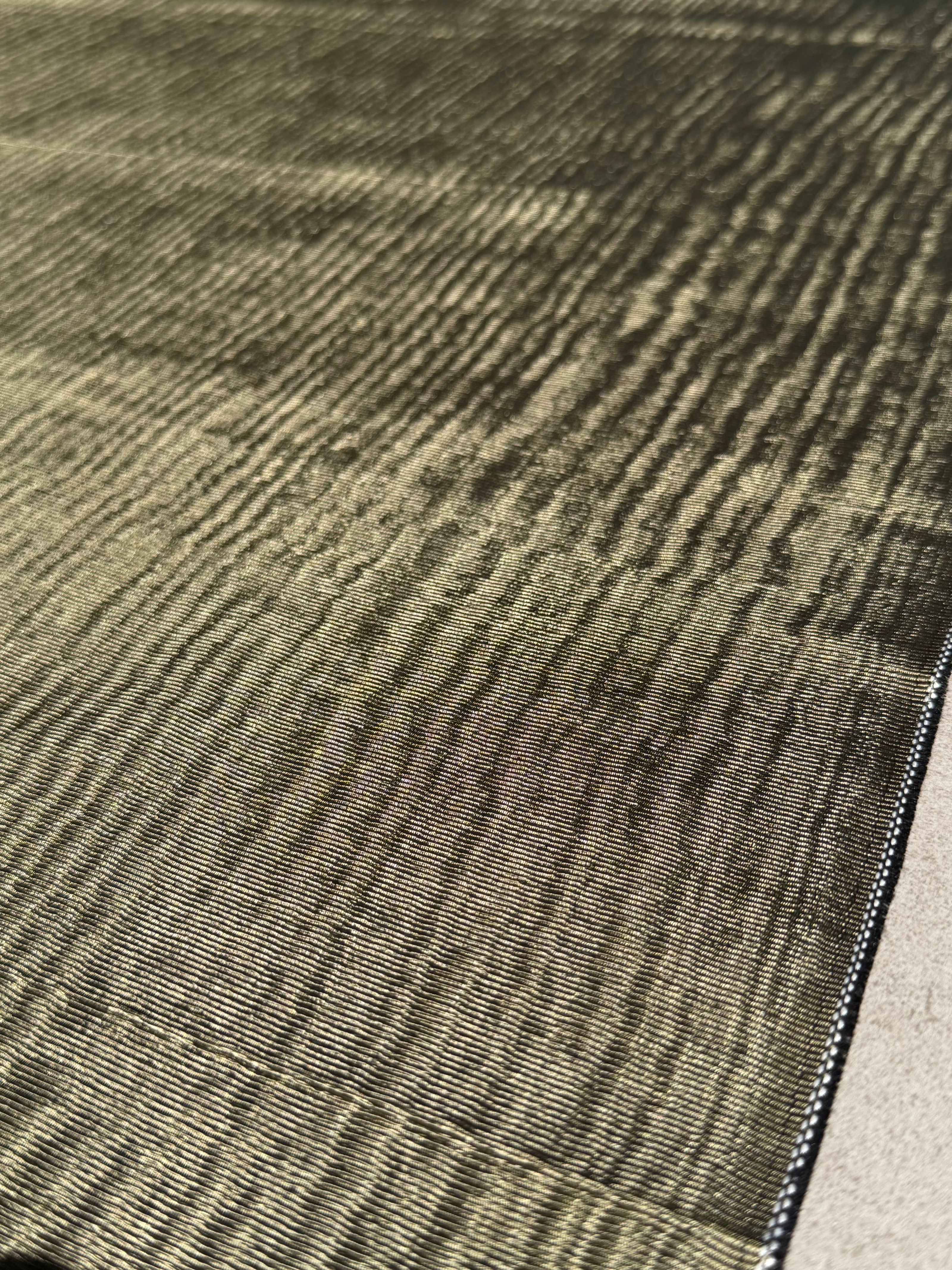 Olive Green Silk Moiré Fabric – 50/50 Silk Cotton Blend | Ottoman-Inspired Textile