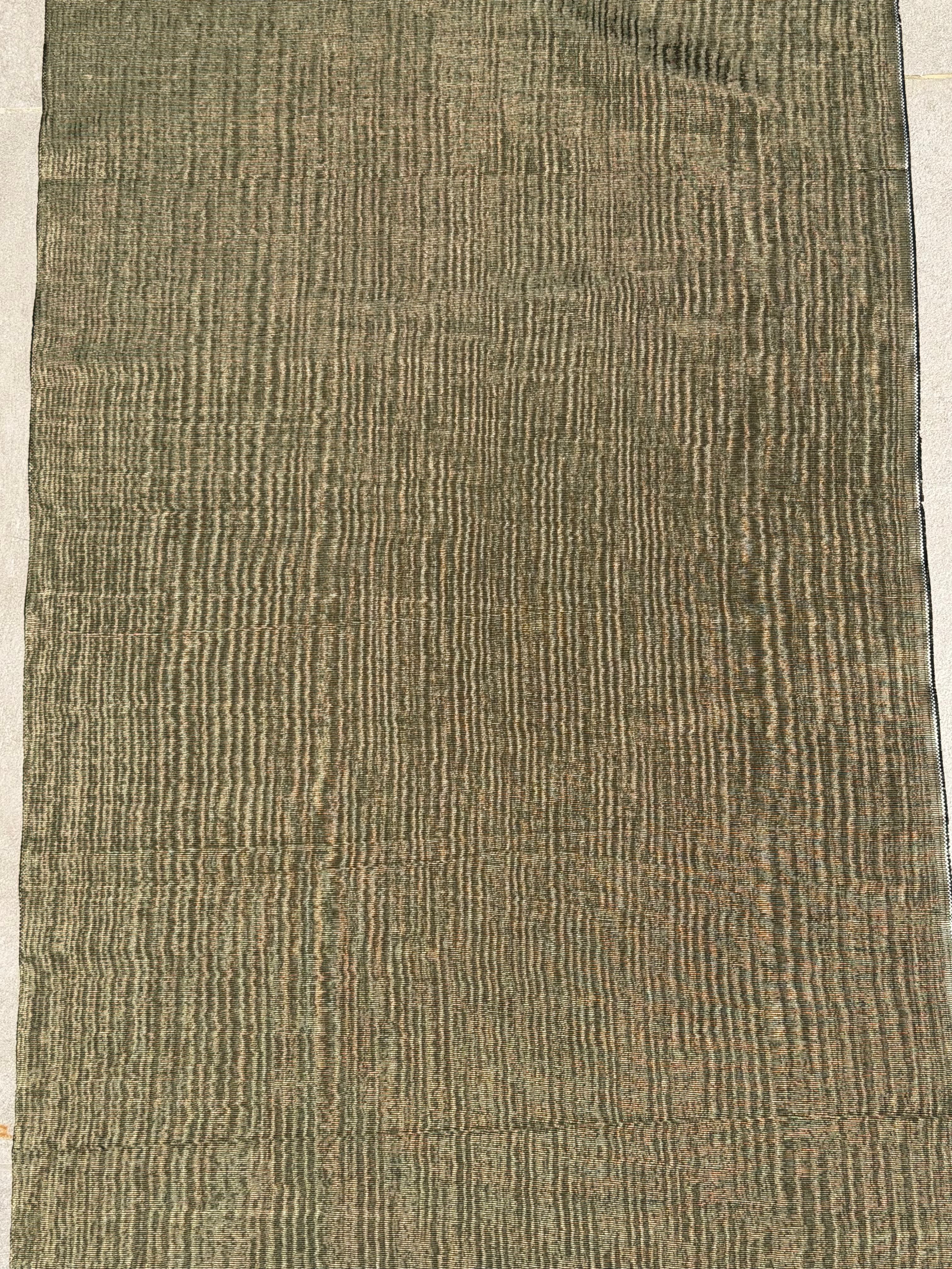 Olive Green Silk Moiré Fabric – 50/50 Silk Cotton Blend | Ottoman-Inspired Textile