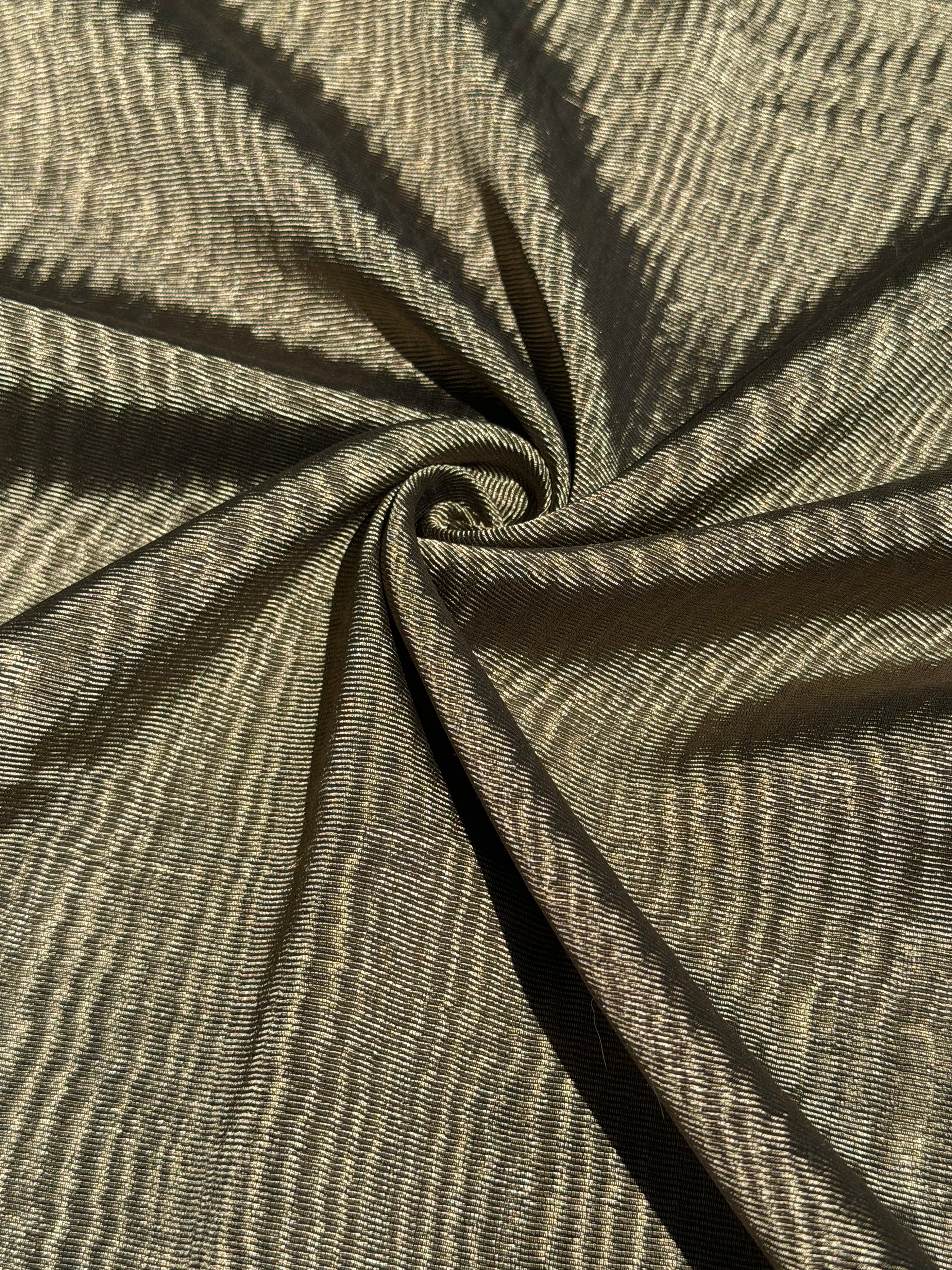 Olive Green Silk Moiré Fabric – 50/50 Silk Cotton Blend | Ottoman-Inspired Textile