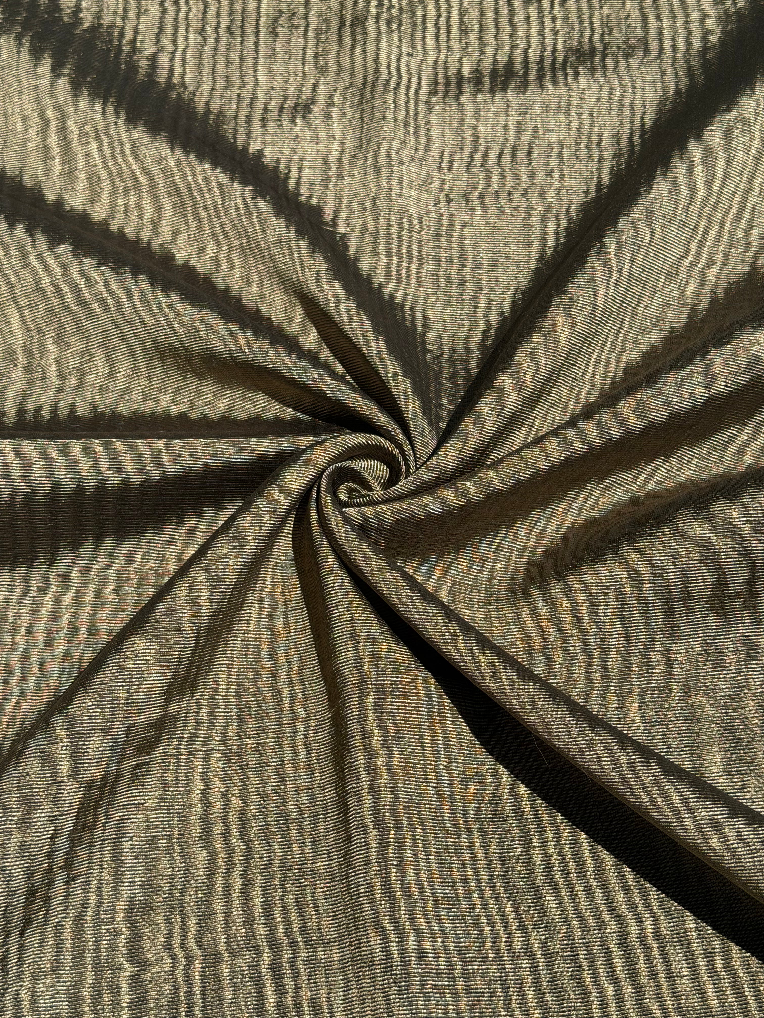 Olive Green Silk Moiré Fabric – 50/50 Silk Cotton Blend | Ottoman-Inspired Textile