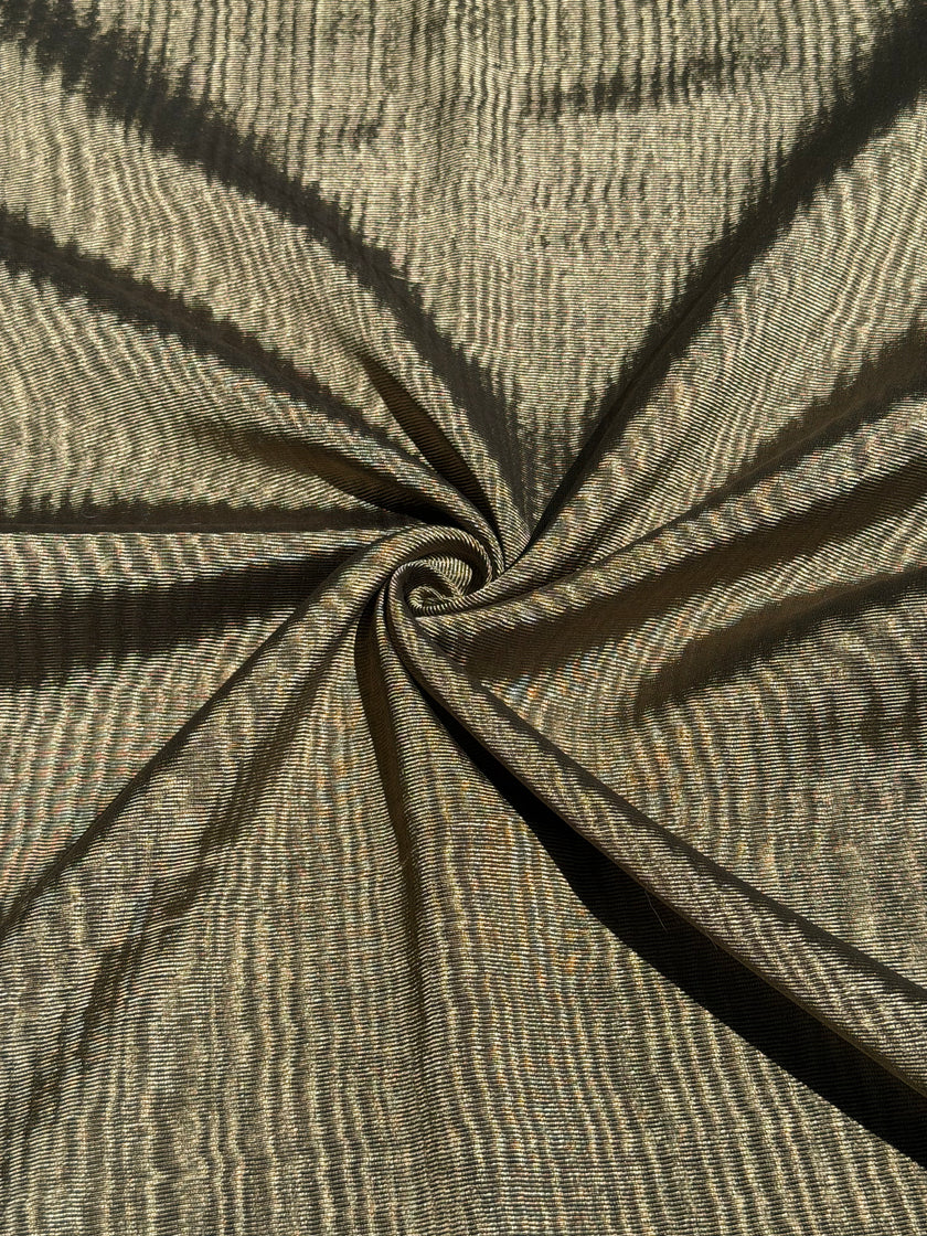 Olive Green Silk Moiré Fabric – 50/50 Silk Cotton Blend | Ottoman-Inspired Textile
