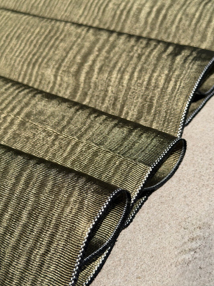 Olive Green Silk Moiré Fabric – 50/50 Silk Cotton Blend | Ottoman-Inspired Textile