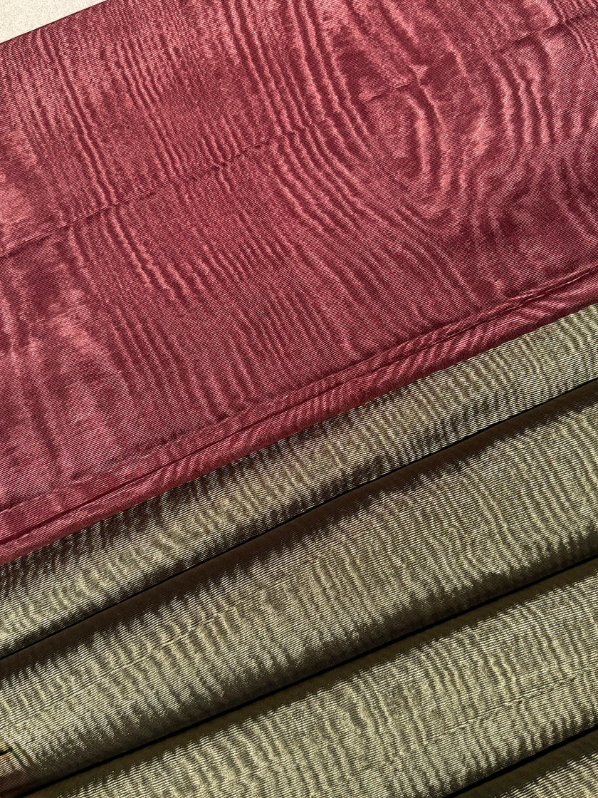 Olive Green Silk Moiré Fabric – 50/50 Silk Cotton Blend | Ottoman-Inspired Textile