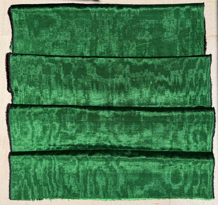 Emerald Green Silk Moiré Fabric – 50/50 Silk Cotton Blend | Ottoman-Inspired Textile
