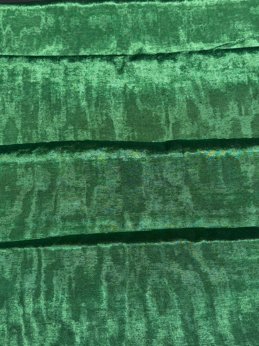 Emerald Green Silk Moiré Fabric – 50/50 Silk Cotton Blend | Ottoman-Inspired Textile