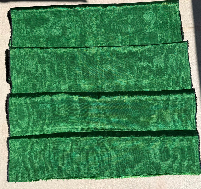 Emerald Green Silk Moiré Fabric – 50/50 Silk Cotton Blend | Ottoman-Inspired Textile