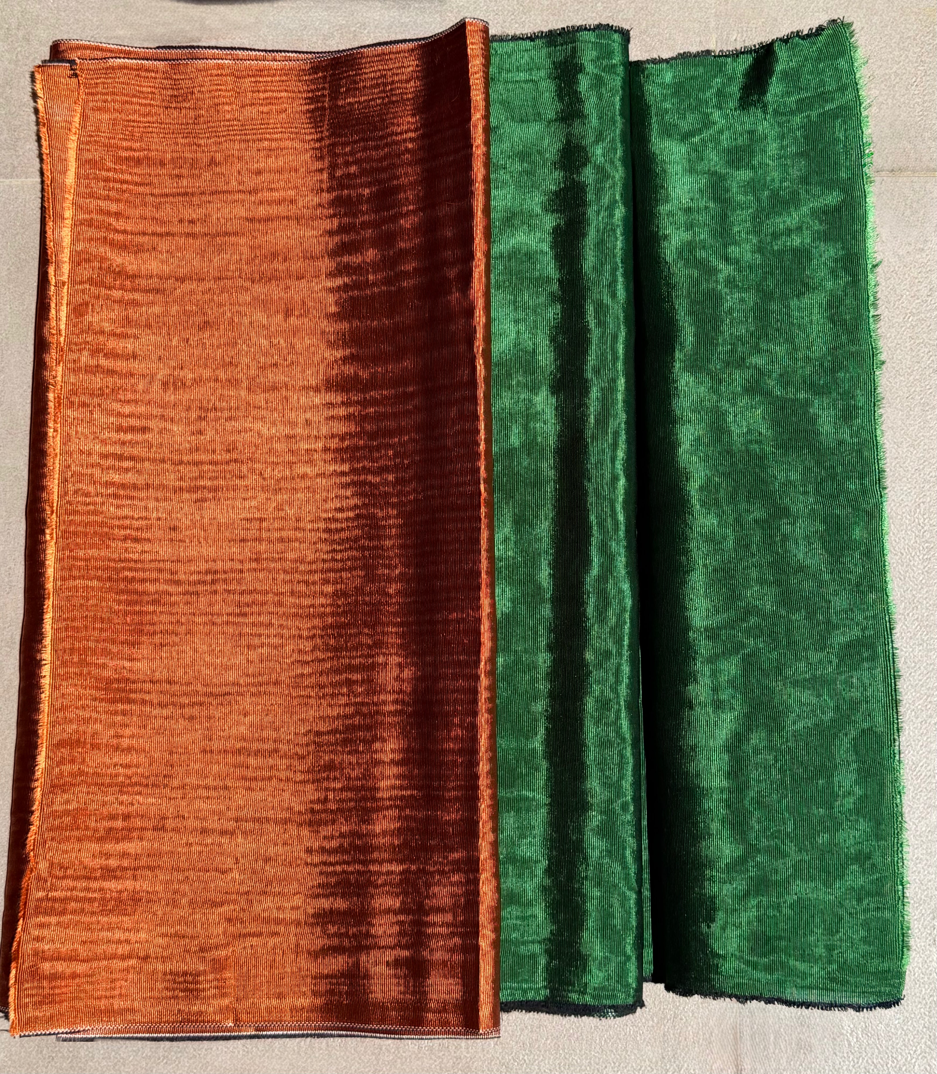 Emerald Green Silk Moiré Fabric – 50/50 Silk Cotton Blend | Ottoman-Inspired Textile