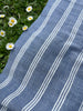 Muslin Fabric By The Yard - Blue White Stripes - Undyed Natural Option