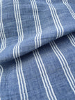 Muslin Fabric By The Yard - Blue White Stripes - Undyed Natural Option