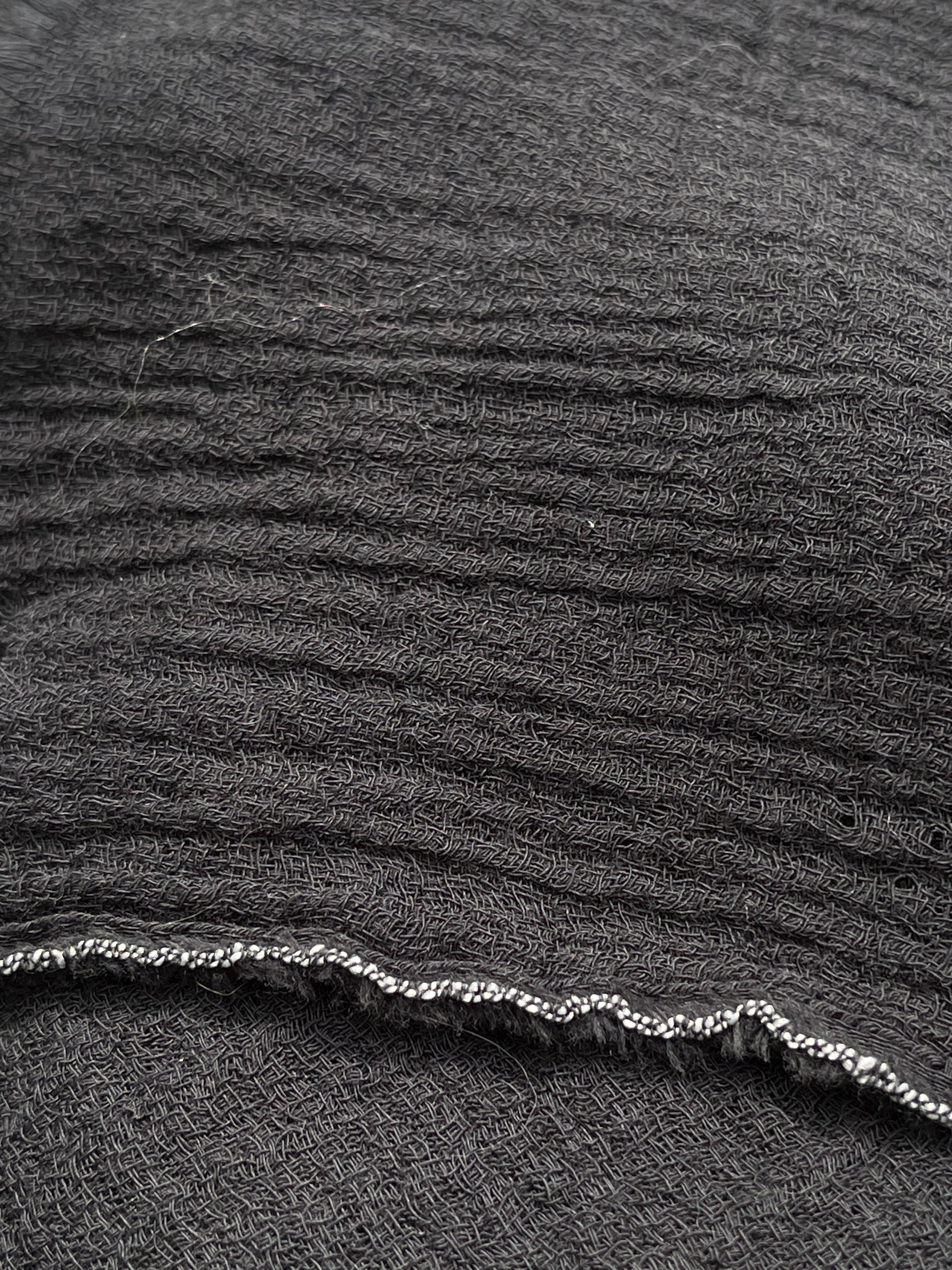 Gauze Organic Cotton, Cheesecloth Fabric By The Yard. Black - Undyed.