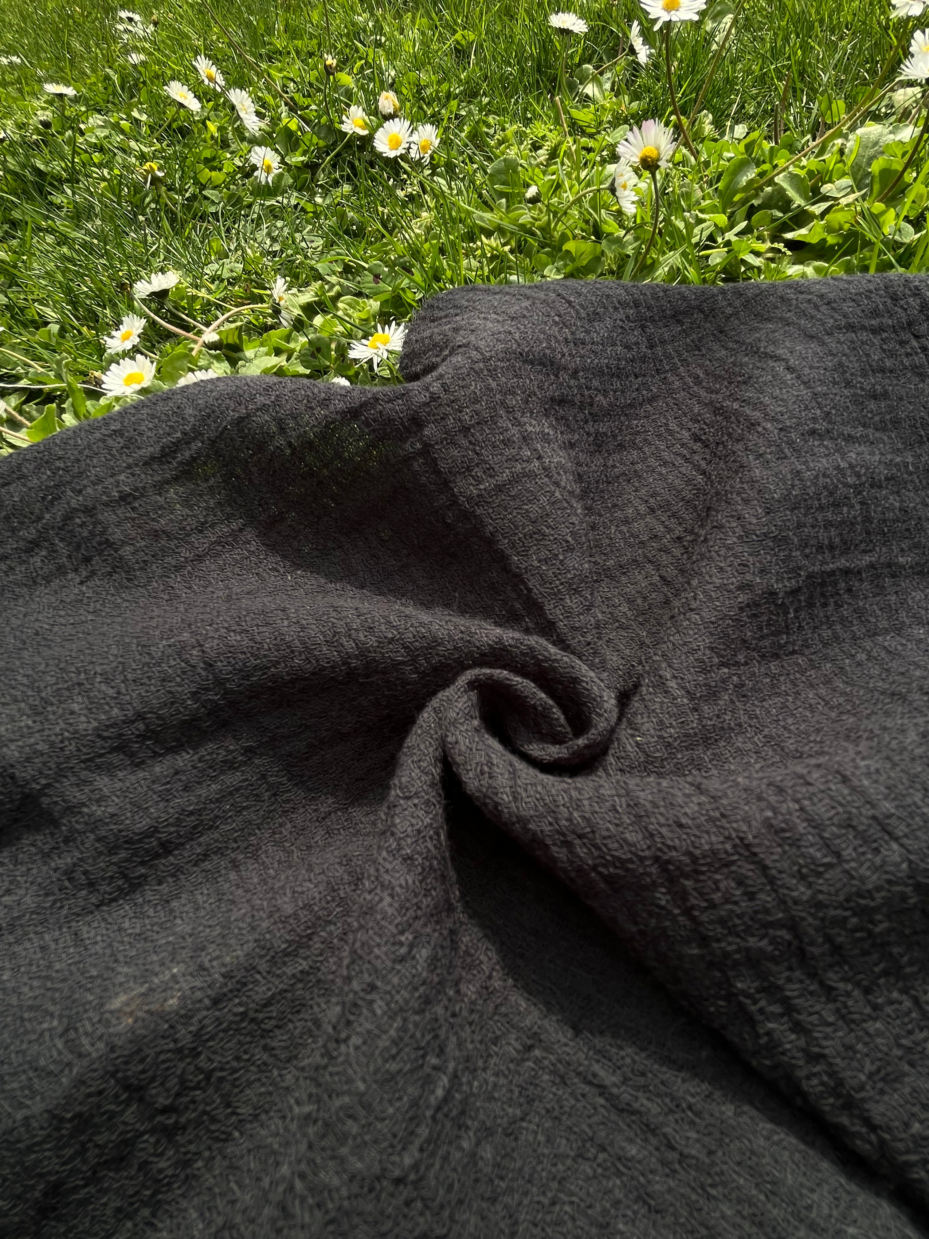 Gauze Organic Cotton, Cheesecloth Fabric By The Yard. Black - Undyed.