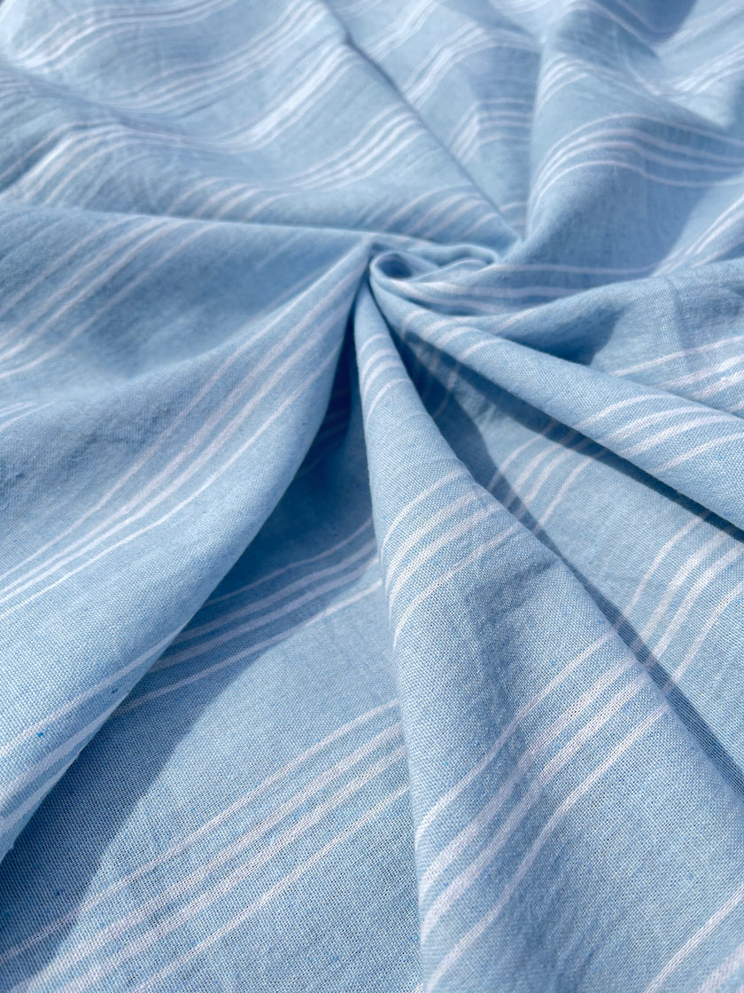 Tissu en coton lin adouci doux et fluide à larges rayures de poids moyen par mètre 200 g/m2 – Pour le rembourrage à rayures de style français ou les projets de couture pour kimono ou pantalon – Tissus d'ameublement naturels de 235 cm de largeur.