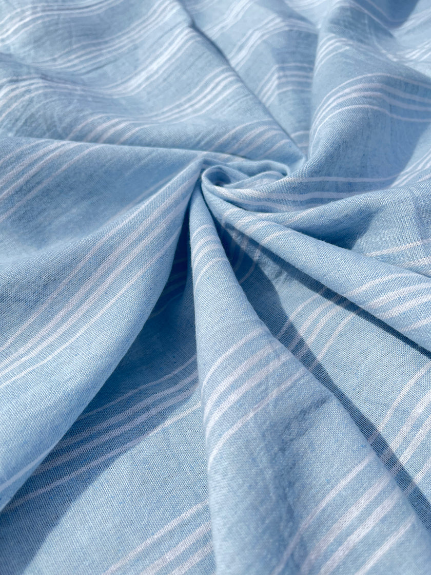 Tissu en coton lin adouci doux et fluide à larges rayures de poids moyen par mètre 200 g/m2 – Pour le rembourrage à rayures de style français ou les projets de couture pour kimono ou pantalon – Tissus d'ameublement naturels de 235 cm de largeur.