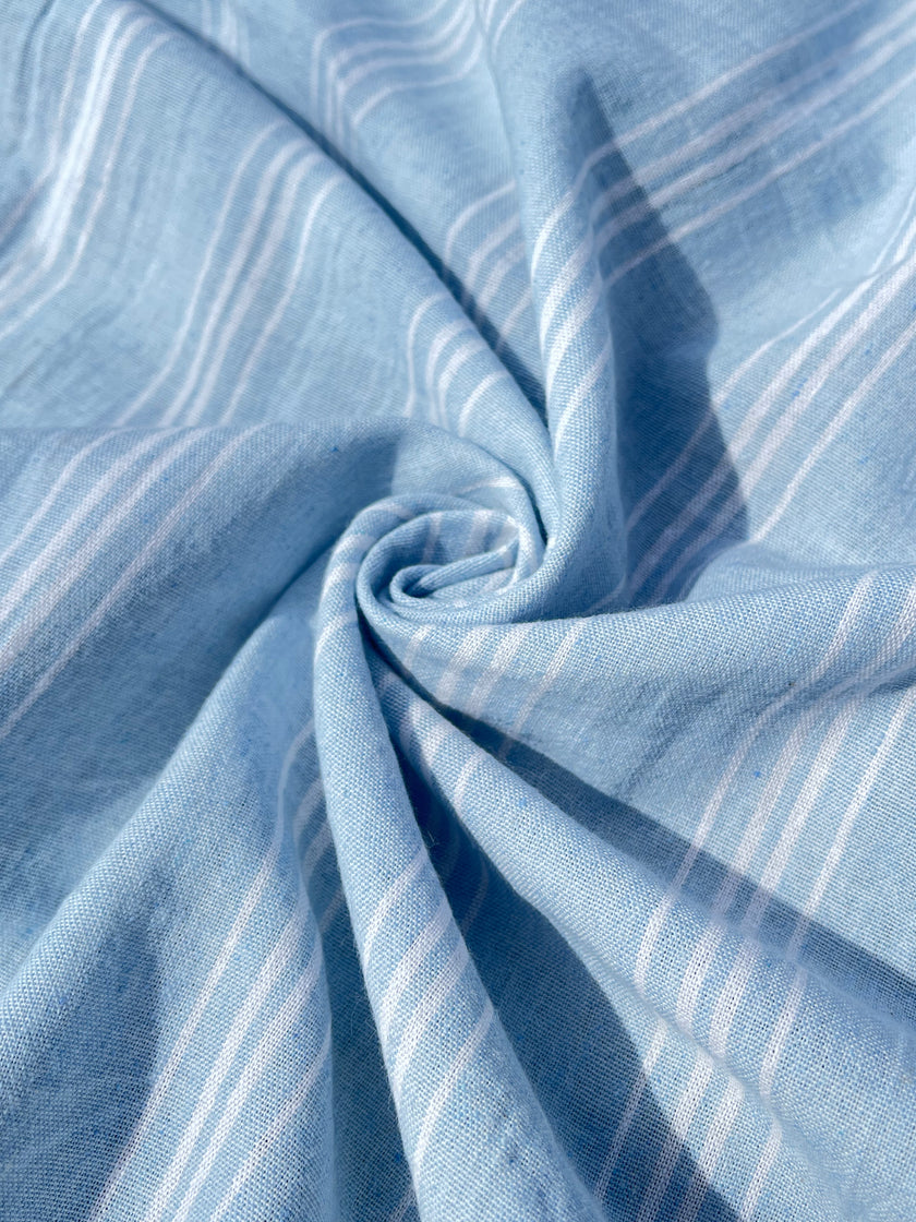 Tissu en coton lin adouci doux et fluide à larges rayures de poids moyen par mètre 200 g/m2 – Pour le rembourrage à rayures de style français ou les projets de couture pour kimono ou pantalon – Tissus d'ameublement naturels de 235 cm de largeur.